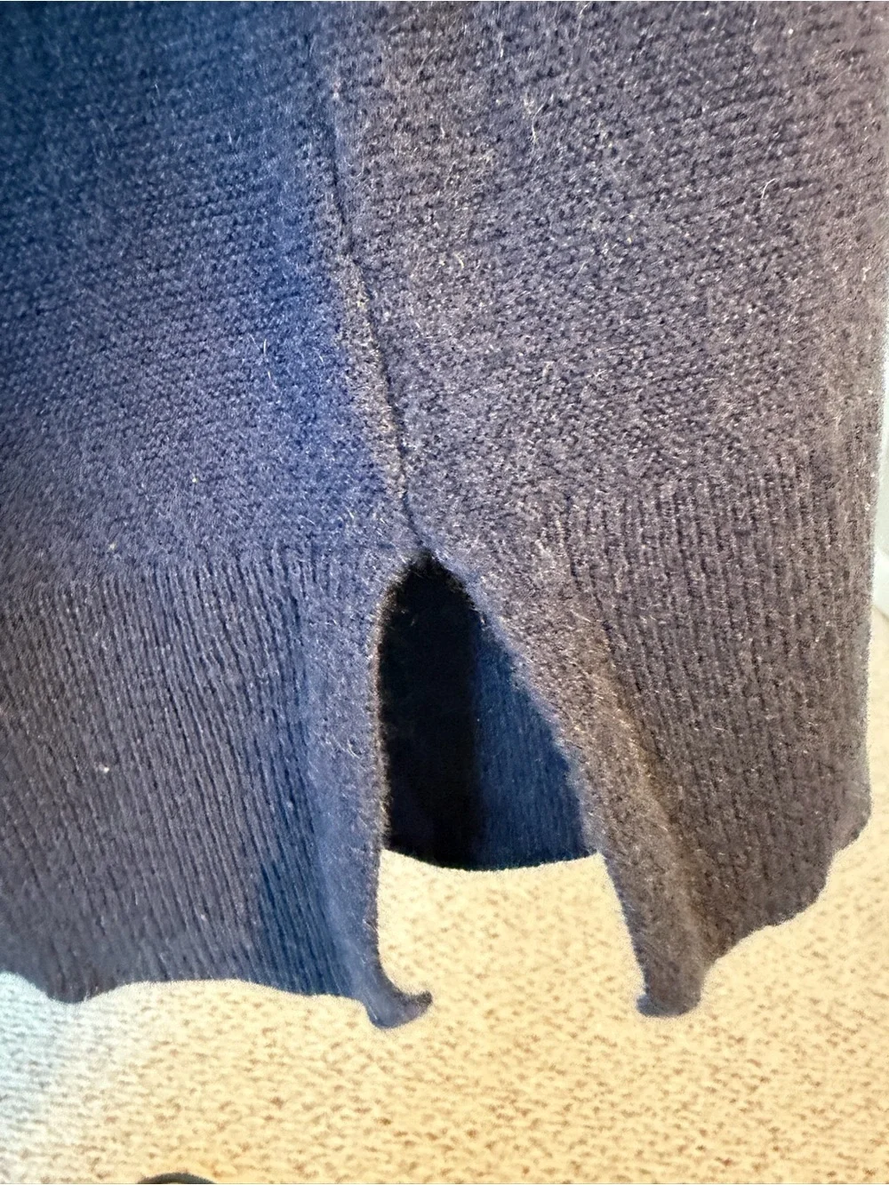L.L.Bean 100% Recycled Cashmere Women’s Mockneck Sweater Navy Blue Large 516398